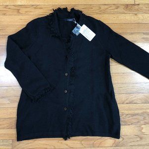 Fringe Cardigan Sweaters for Women - Pockets Lambswool Cardigan Sweater